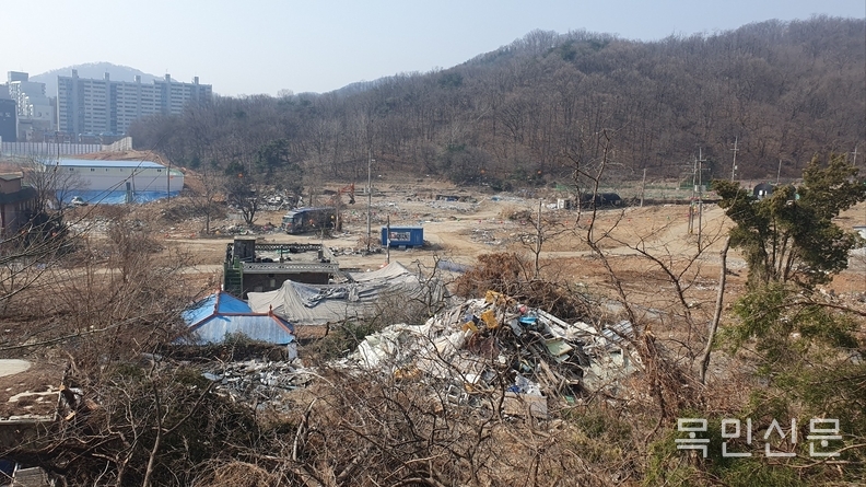 구름산지구 도시개발사업 조성 현장 모습. <사진=민경호 기자>